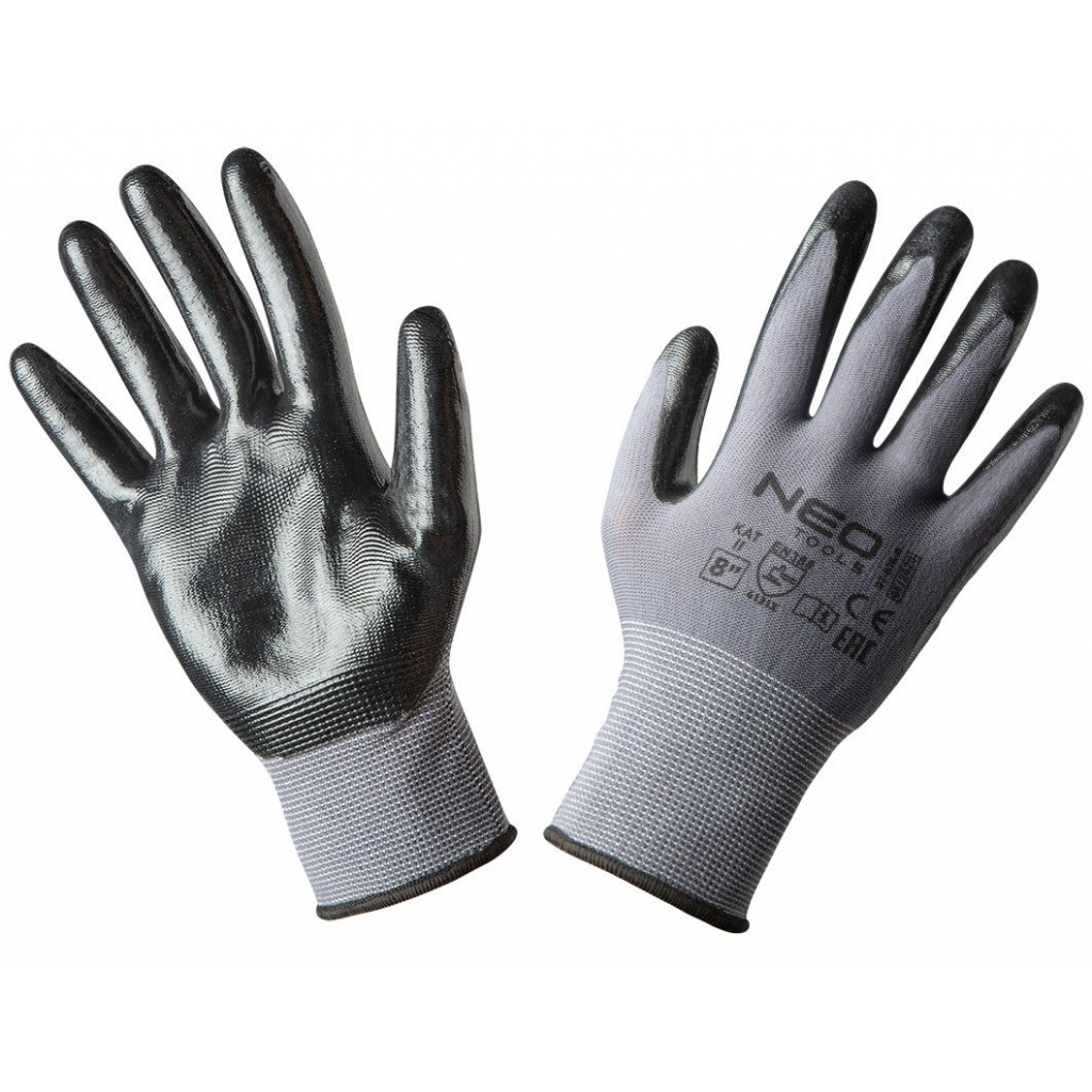 Защитные перчатки Neo Tools рабочие, нейлон с покрытием нитрил, p. 10 (97-616-10)