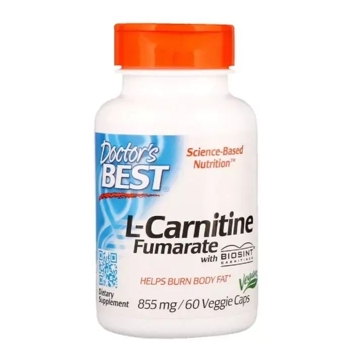 Аминокислота Doctor's Best L-Карнитин Фумарат, L-Carnitine Fumarate, 855 мг, 60 капсул (DRB-00106)