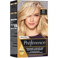Фарба для волосся L'Oreal Paris Preference 9.1 - Дуже світло-русявий попелястий (3600520248837)