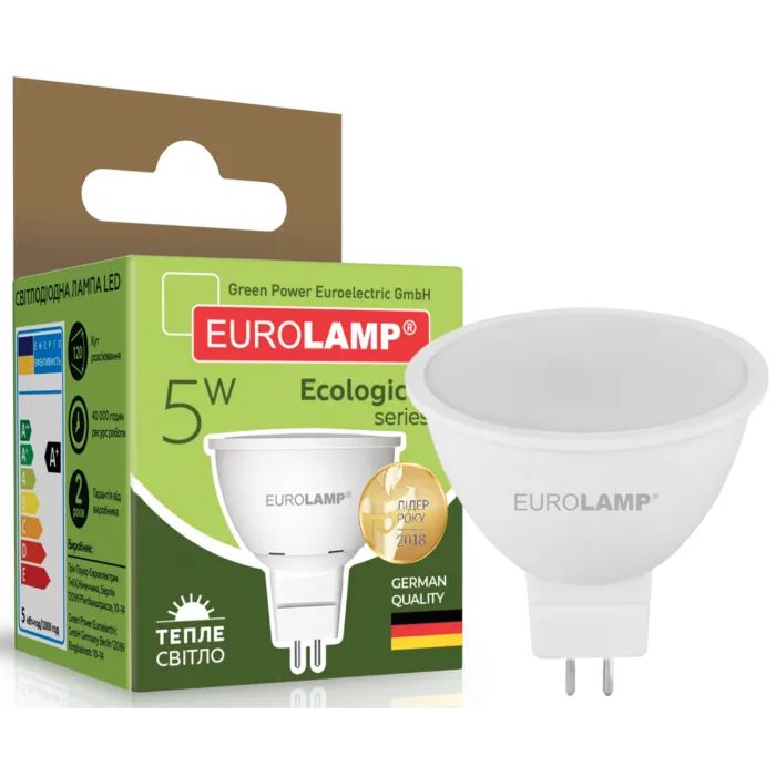 Лампочка Eurolamp LED SMD MR16 5W GU5.3 3000K 220V (LED-SMD-05533(P)) зображення 2