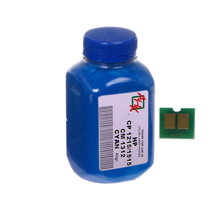 Тонер HP CLJ CP1215/CP1515/CM1312 40г Cyan+chip AHK (1500140)