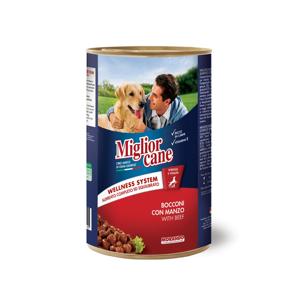 Консервы для собак Migliorcane с кусочками говядины 1250 г (8007520011525)