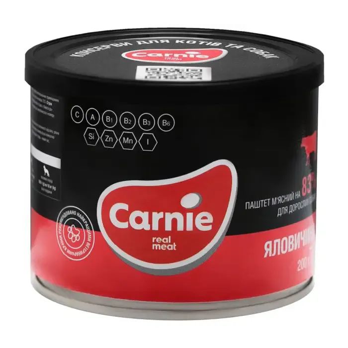 Консерви для собак Carnie Dog м'ясний паштет з яловичини 185 г (4820255190198)