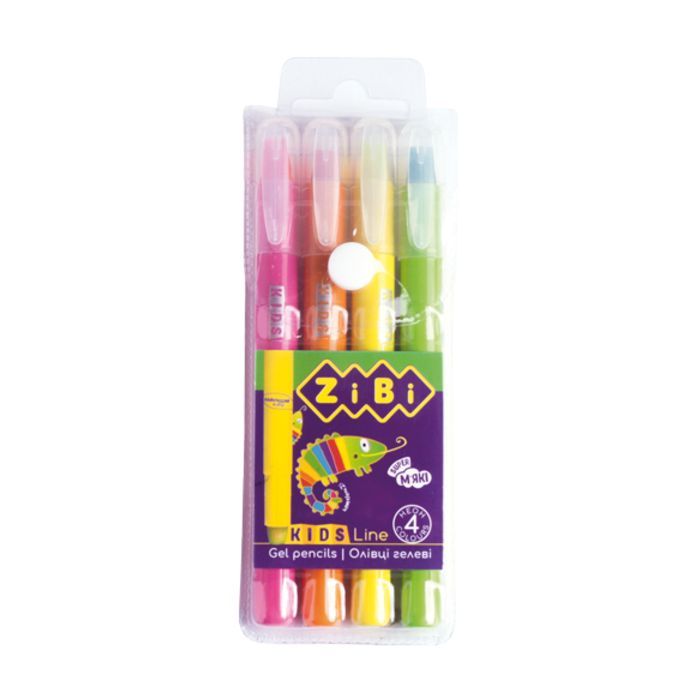 Карандаши цветные ZiBi Kids line Neon гелевые, 4 цвета (ZB.2496)