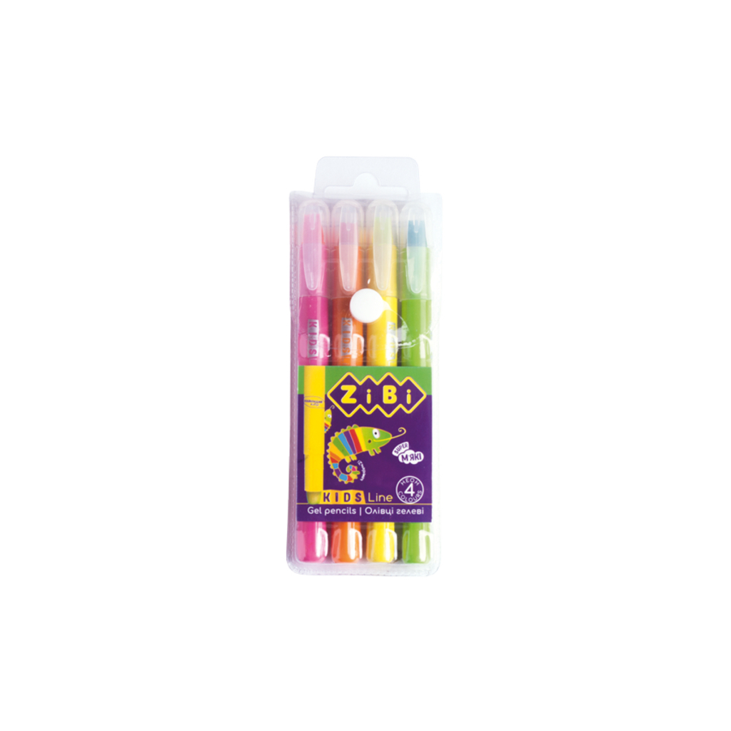 Карандаши цветные ZiBi Kids line Neon гелевые, 4 цвета (ZB.2496)