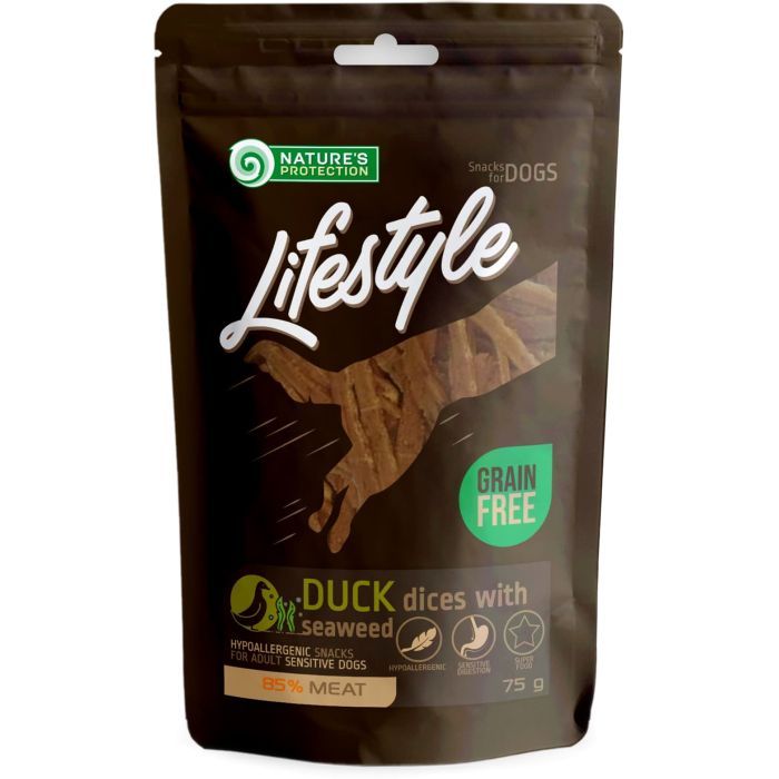 Лакомство для собак Nature's Protection Lifestyle Soft duck dices with seaweed 75 г (SNK46143)