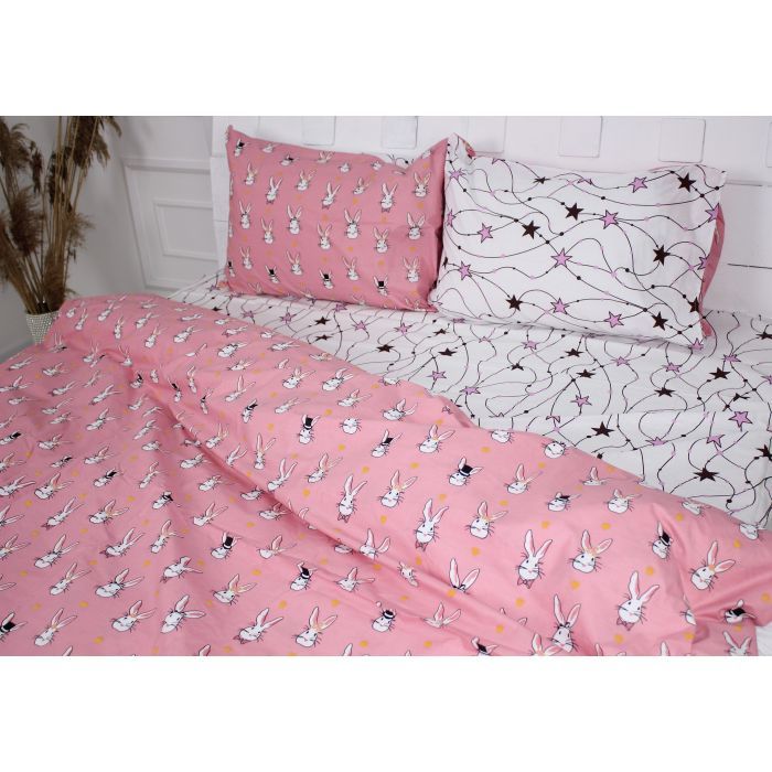 Постільна білизна MirSon Бязь 17-0528 Bunnies pink Євро (2200003671742) зображення 3