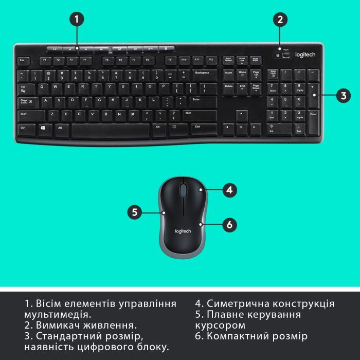 Комплект Logitech MK270 Wireless UA Black (920-004508) зображення 6