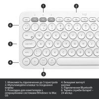 Клавиатура Logitech K380 Multi-Device Bluetooth UA Off-White (920-009868) изображение 6