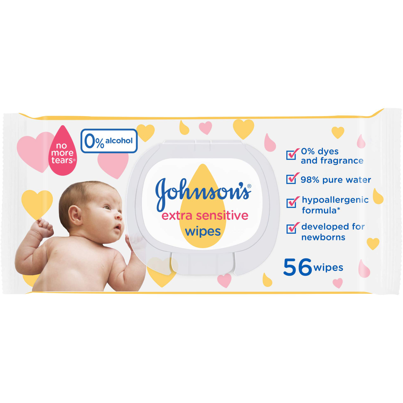 Дитячі вологі серветки Johnson’s baby Екстра ніжні 0+ 56 шт (3574661599250)