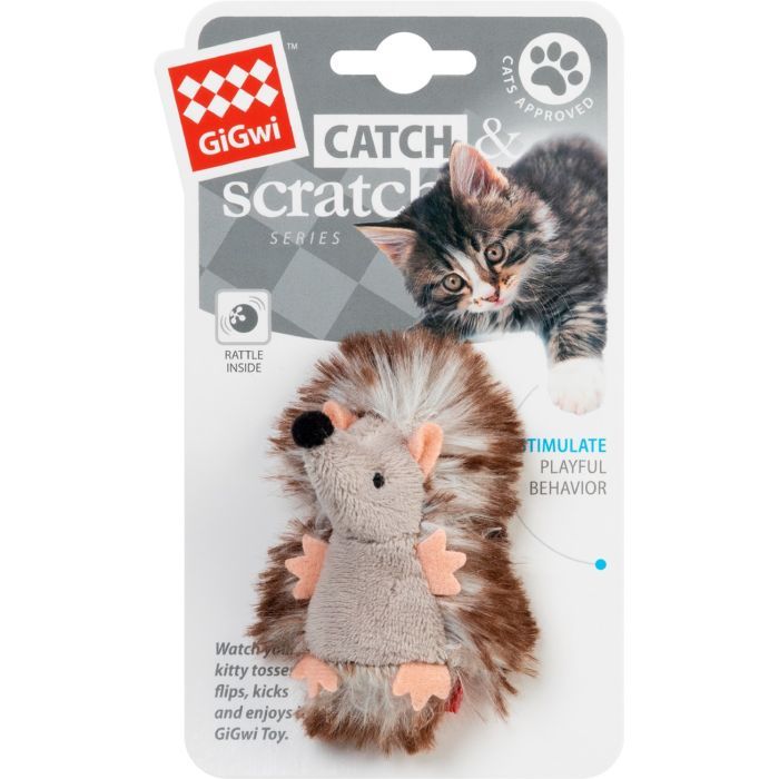 Игрушка для кошек GiGwi Catch&scratch Ежик с погремушкой 7 см (75029) изображение 2