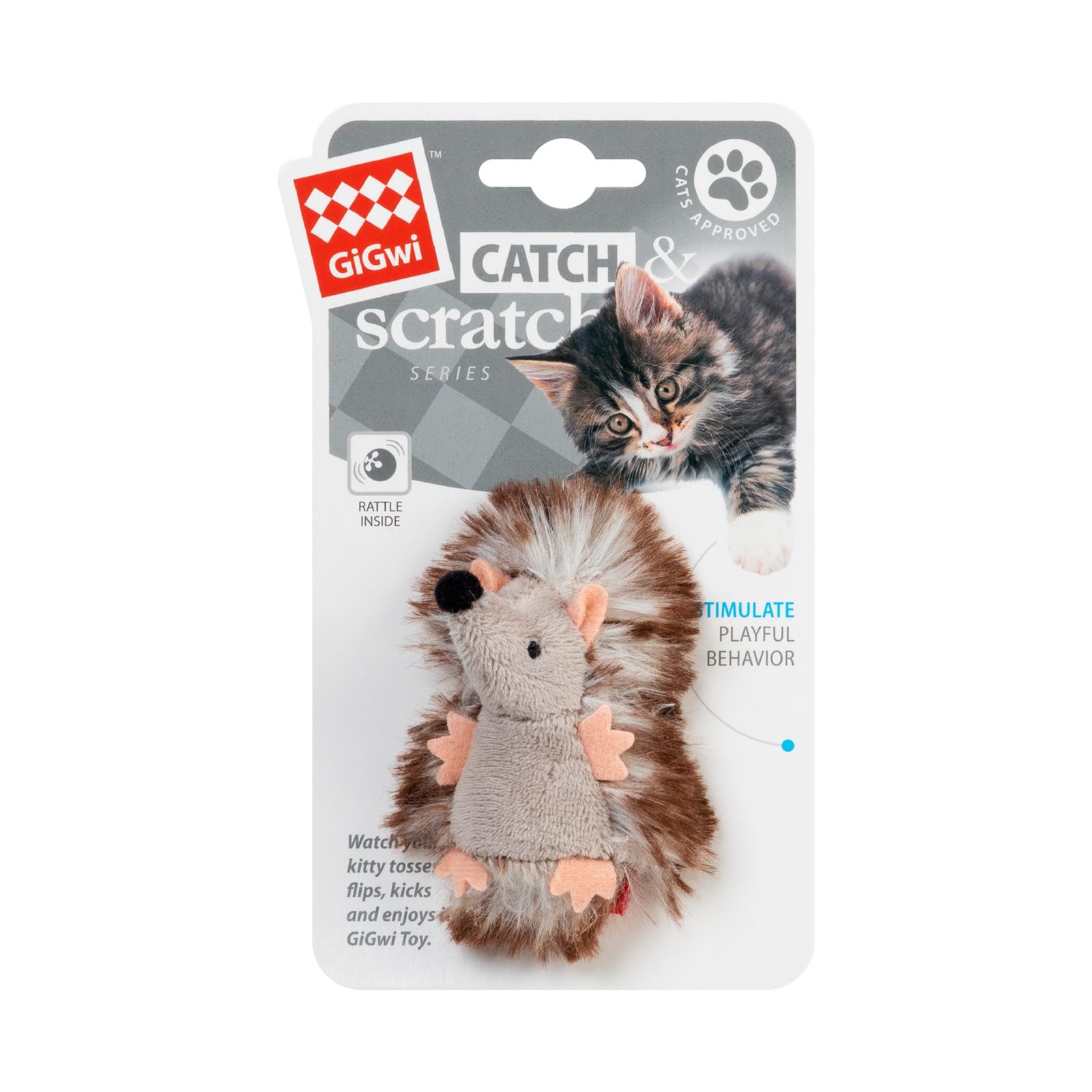 Іграшка для котів GiGwi Catch&scratch Їжачок з брязкальцем 7 см (75029) зображення 2