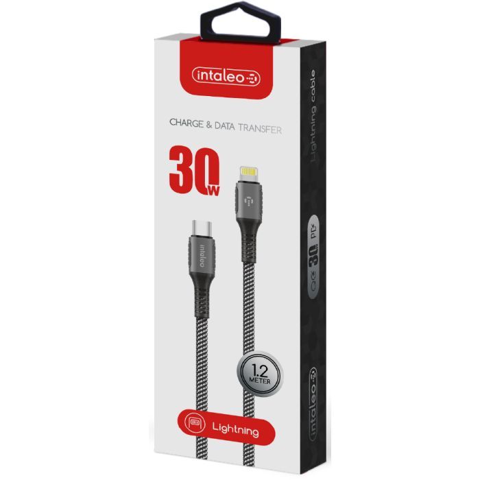 Дата кабель USB-C to Lightning 1.2m CBGPD30WTL1 30W grey Intaleo (1283126518089) изображение 2