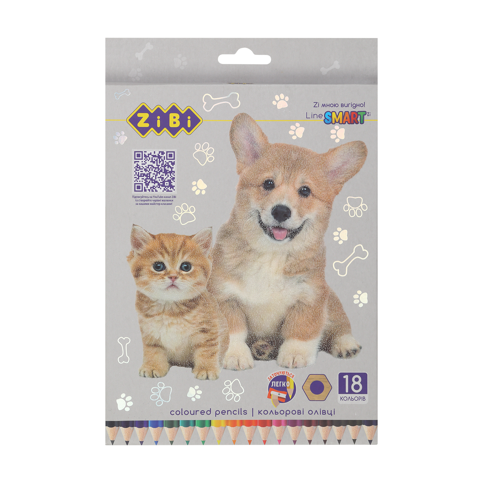 Олівці кольорові ZiBi Dogs&Cats шестигранні 18 кольорів (ZB.2428)