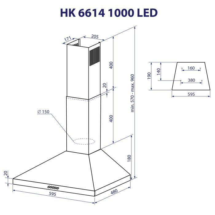 Вытяжка кухонная Minola HK 6614 BL 1000 LED изображение 11