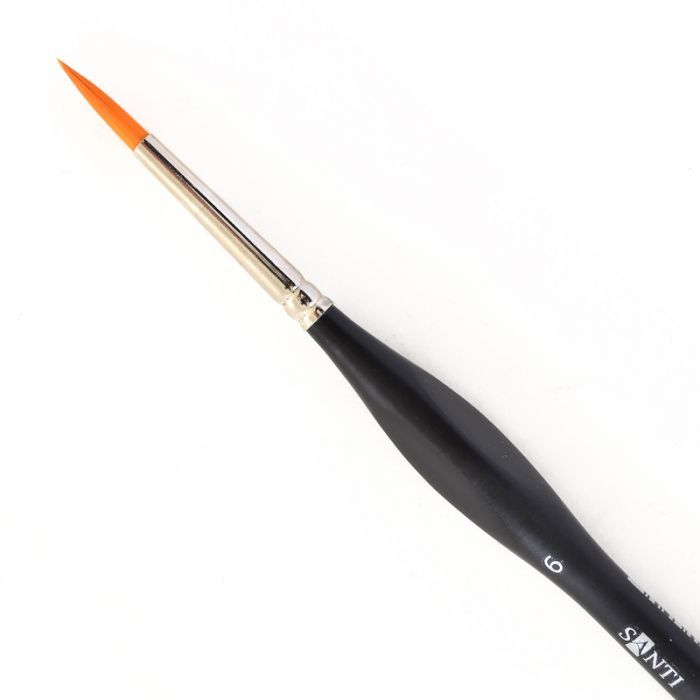 Кисточка для рисования Santi синтетика Sensation, короткая ручка с изгибом, круглая, №6 (310780) изображение 2