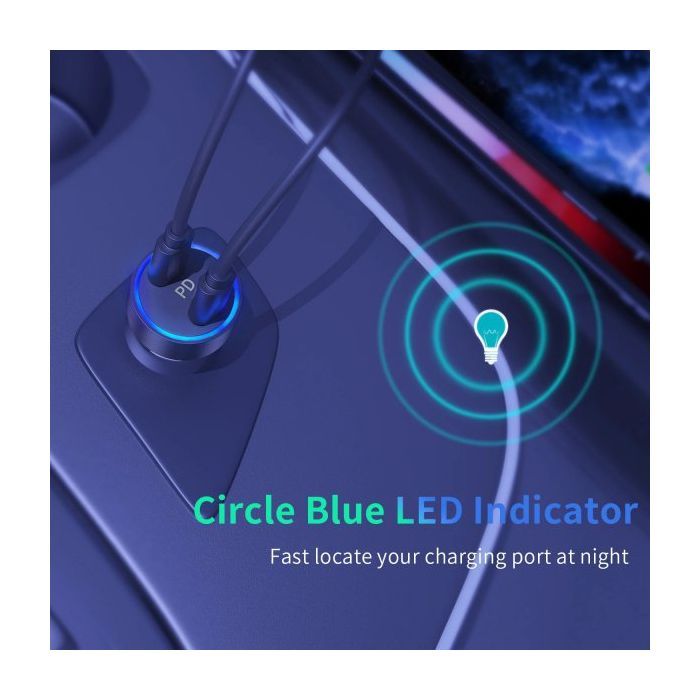Зарядний пристрій Choetech car 2хUSB-C 40W PD black (С0054-BK) зображення 8