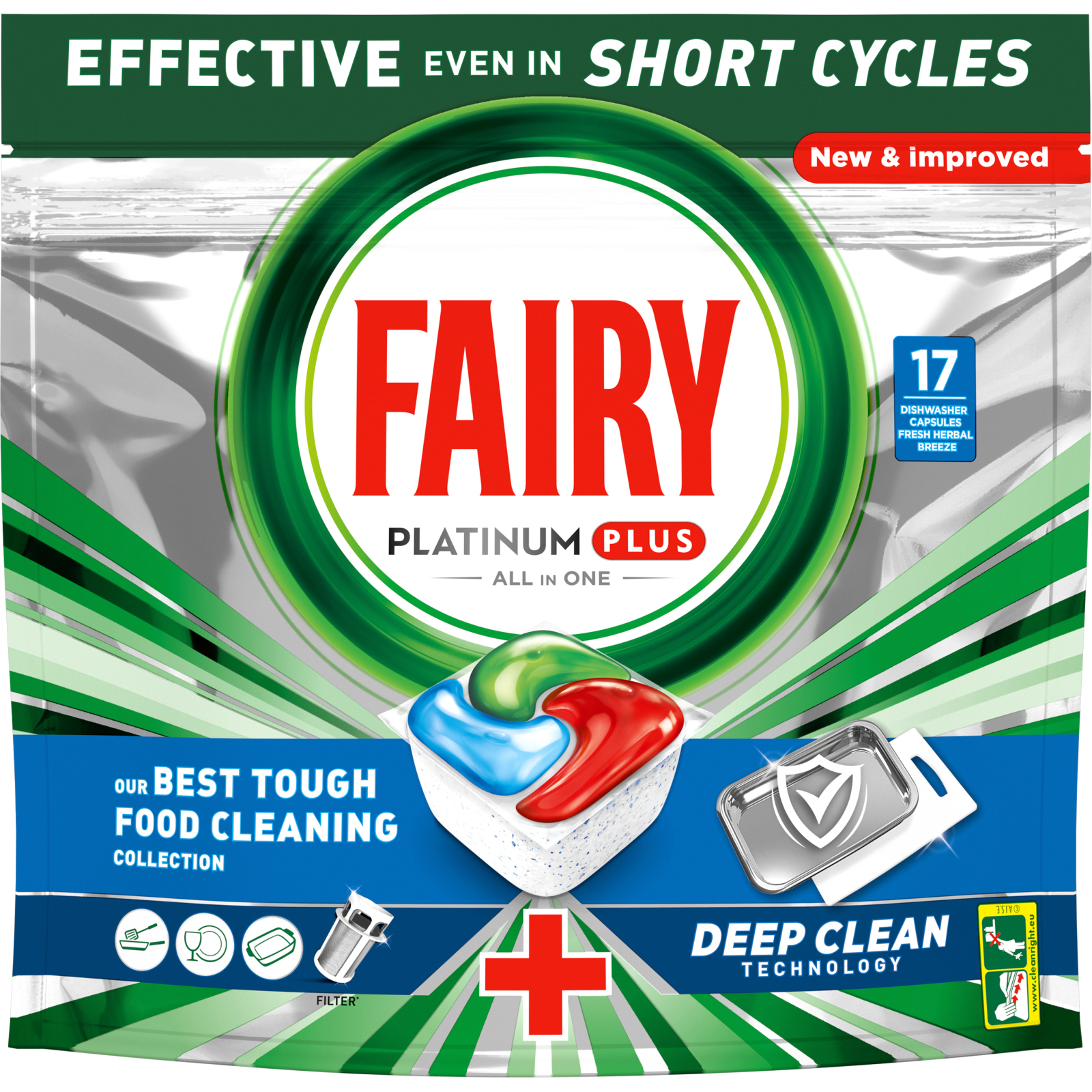 Таблетки для посудомоечных машин Fairy Platinum Plus All in One Fresh Herbal Breeze 17 шт. (8006540728772)