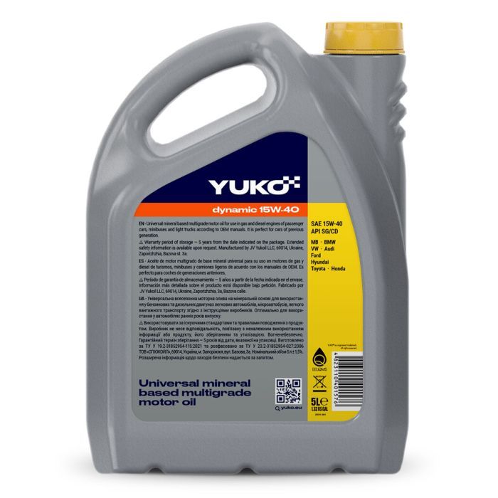 Моторное масло Yuko DYNAMIC 15W-40  5л (4823110401576) изображение 2