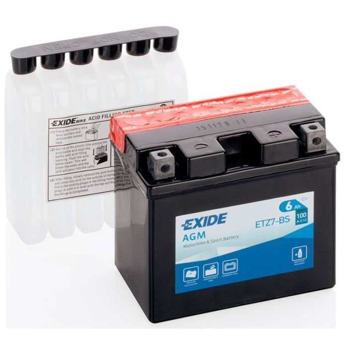 Аккумулятор автомобильный EXIDE AGM 6Ah Ев (-/+) (100EN) (ETZ7-BS)