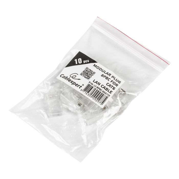 Конектор RJ45 cat.6 UTP 8P8C * 10 (позолоч. конт.) Cablexpert (LC-8P8C-002/10) зображення 3