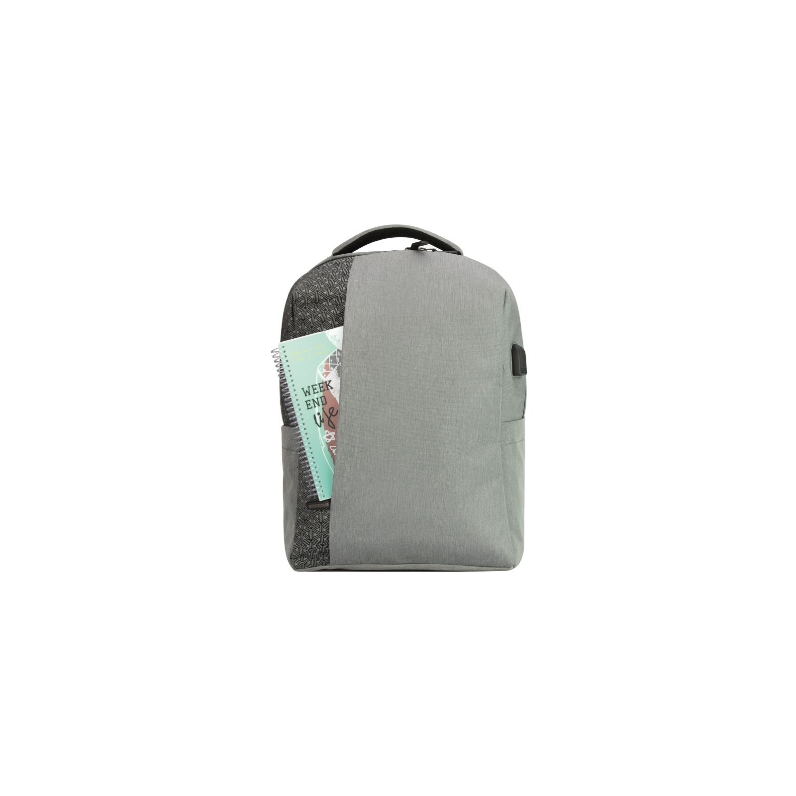 Рюкзак школьный Optima 17.5" USB Techno мужской 0.7 кг 16-25 л Черный с выделенными элементами (O97593-02) изображение 4