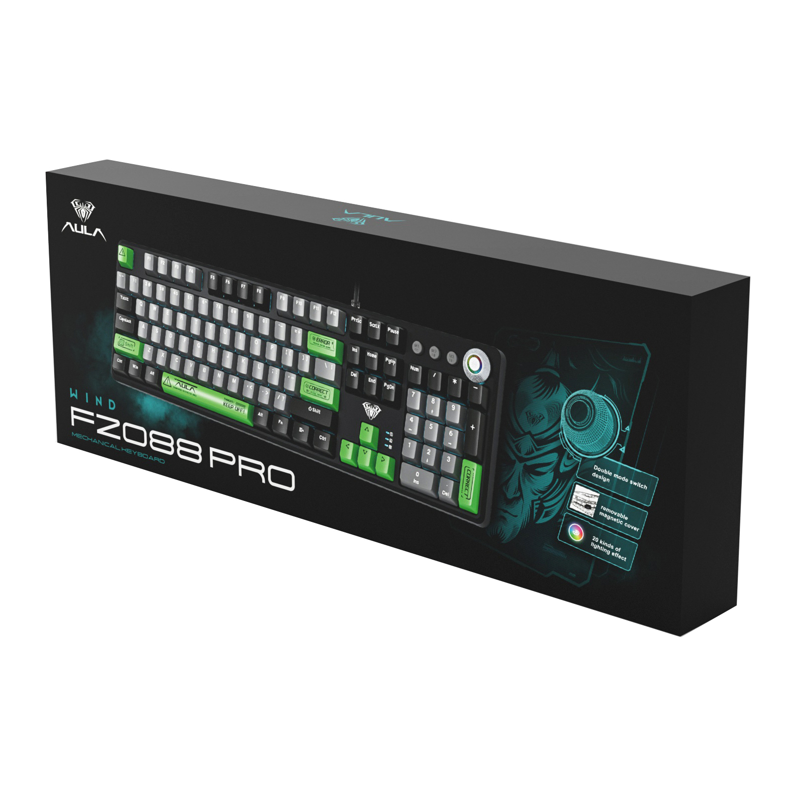 Клавіатура Aula F2088 PRO Plus 9 Green Keys KRGD Blue USB UA Black/Gray (6948391234892) зображення 2