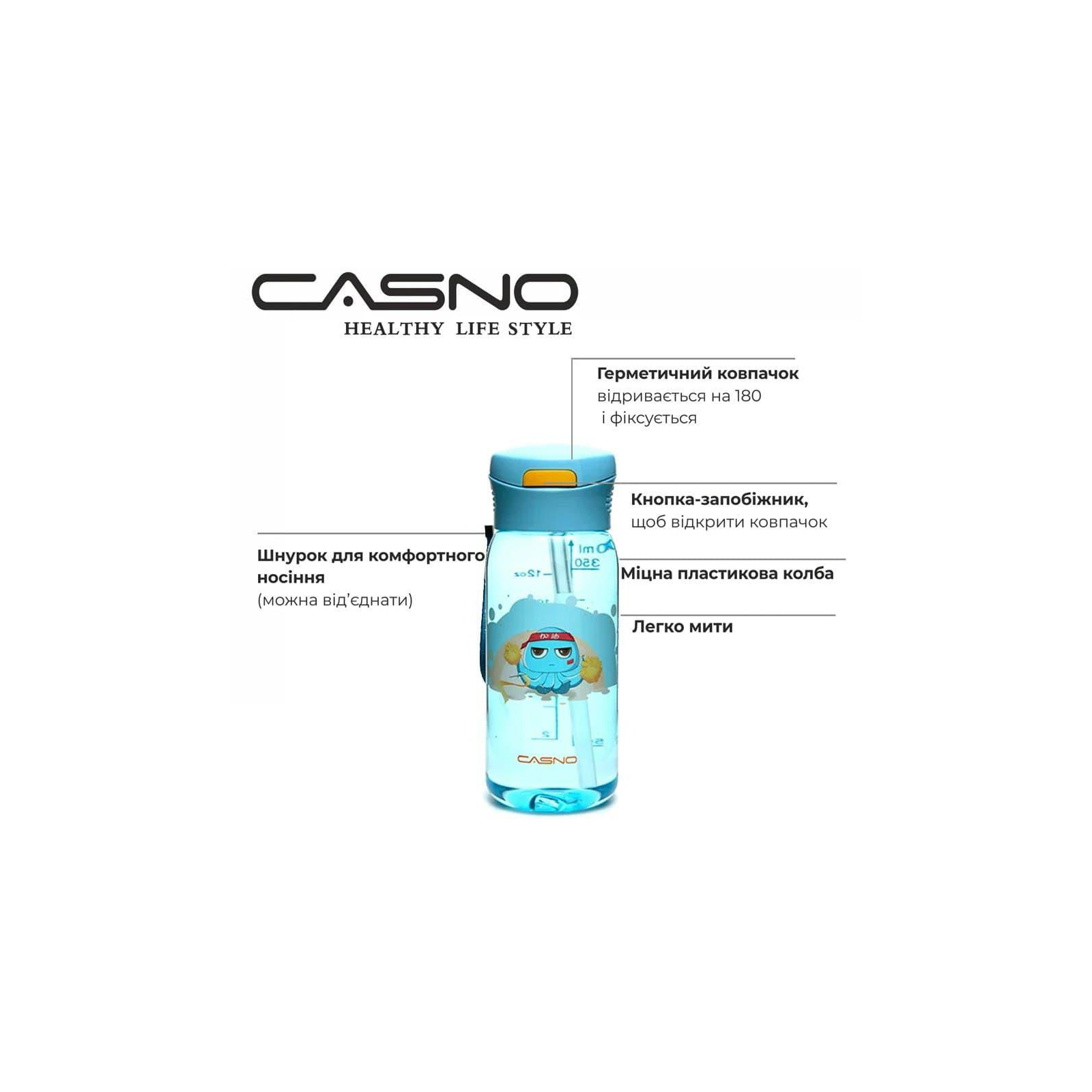 Бутылка для воды Casno 400 мл KXN-1195 Блакитна Діно з соломинкою (KXN-1195_Dino) изображение 9