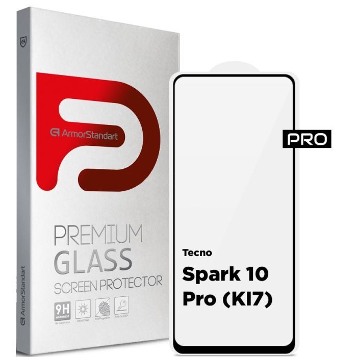 Стекло защитное Armorstandart Pro Tecno Spark 10 Pro (KI7) Black (ARM67795)