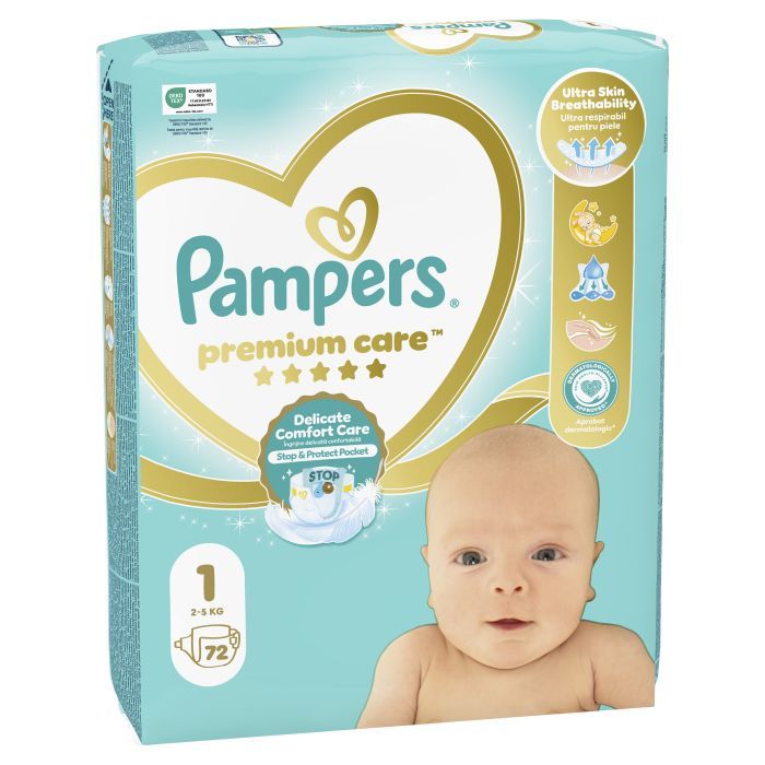 Подгузники Pampers Premium Care Розмір 1 (2-5 кг) 72 шт (8006540858073) изображение 2