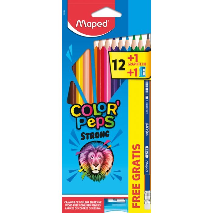 Карандаши цветные Maped STRONG X12+1 графит. карандаш + 1 чинка (MP.862723)
