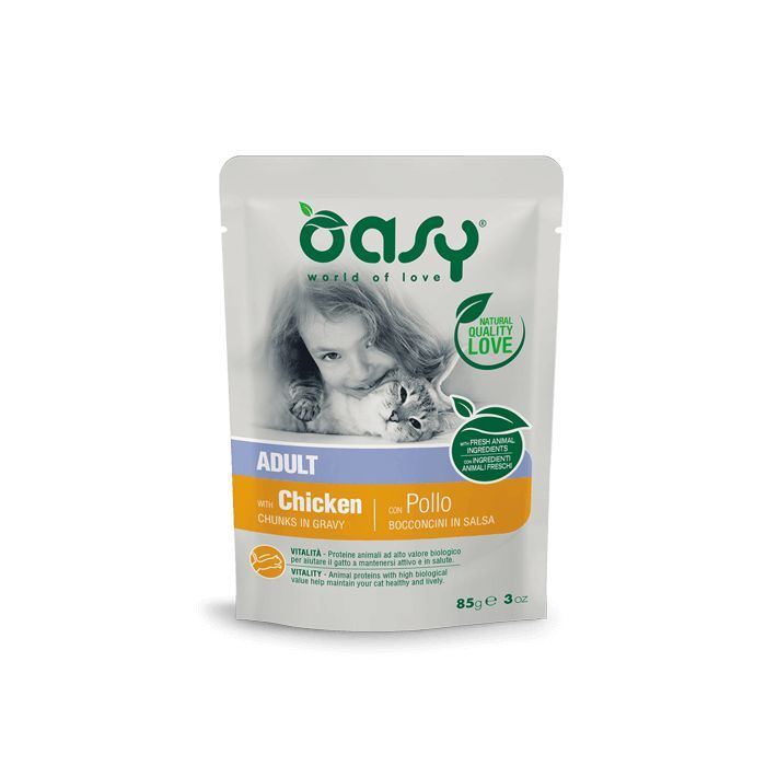 Влажный корм для кошек OASY Adult с курицей 85 г (8053017343709)