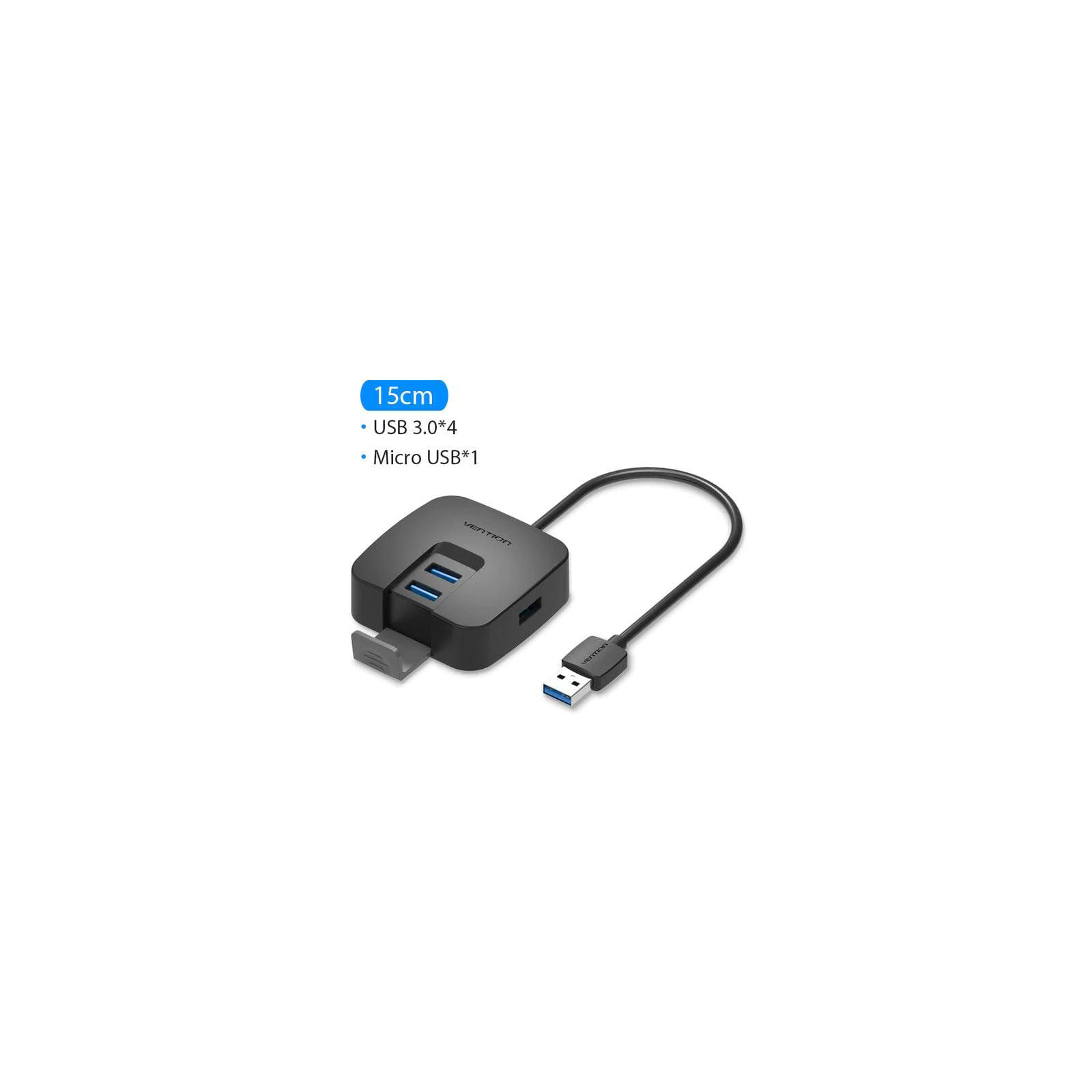 Концентратор Vention USB 3.0 to 4xUSB 3.0 + MicroUSB black (CHBBB) зображення 2