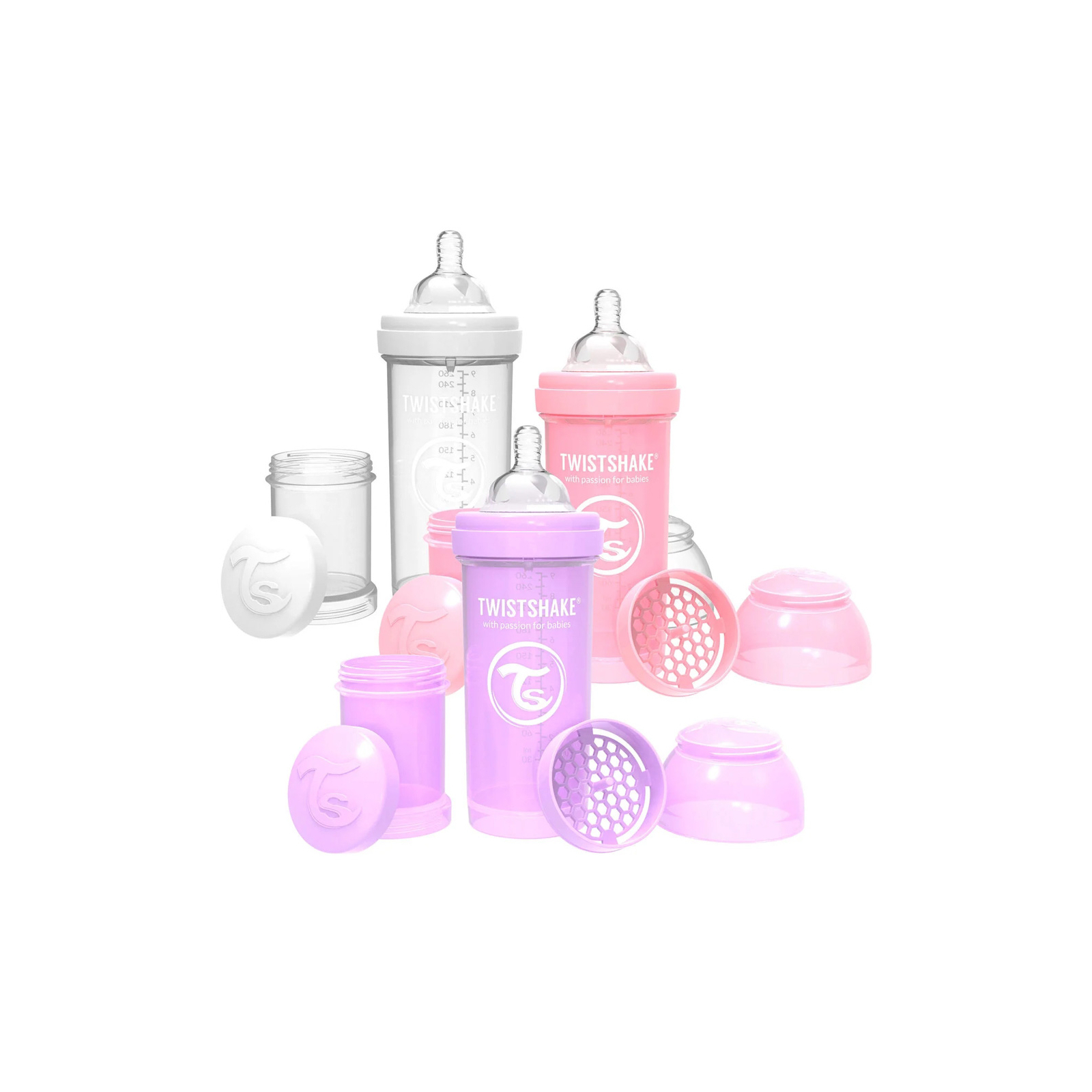Набір для годування новонароджених Twistshake Value Pack Pink із трьох антиколікових пляшечок 260 мл (78845)