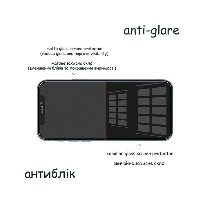 Стекло защитное Drobak Matte Glass A+ Apple iPhone 13 (Black) (292941) изображение 6