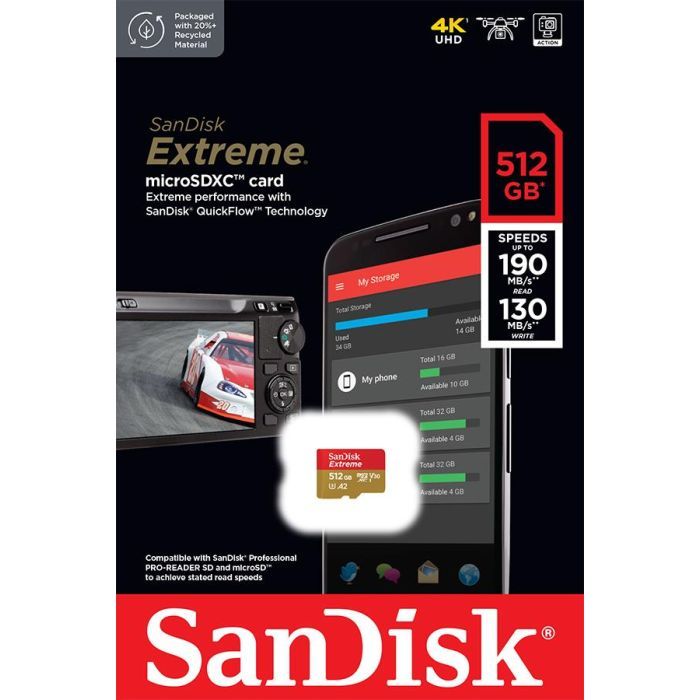 Карта памяти SanDisk 512GB microSD class 10 UHS-I U3 V30 Extreme (SDSQXAV-512G-GN6MN) изображение 2