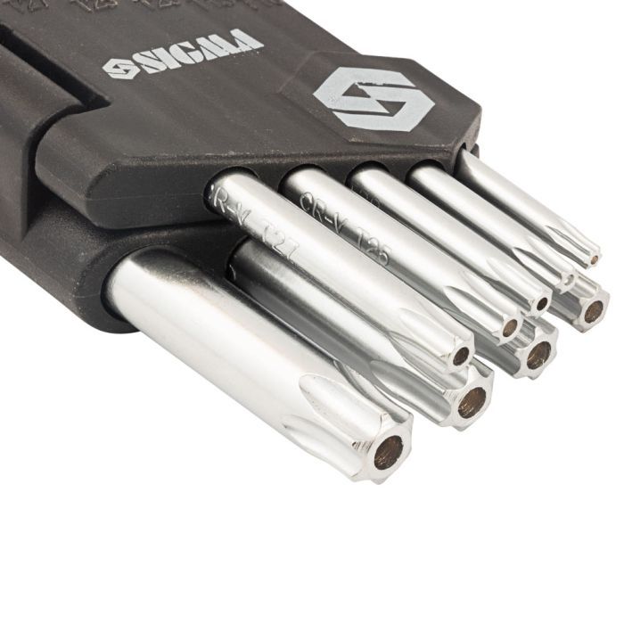 Ключ Sigma набір TORX 9шт T10-T50 CrV, короткі з отвором (4022211) зображення 6