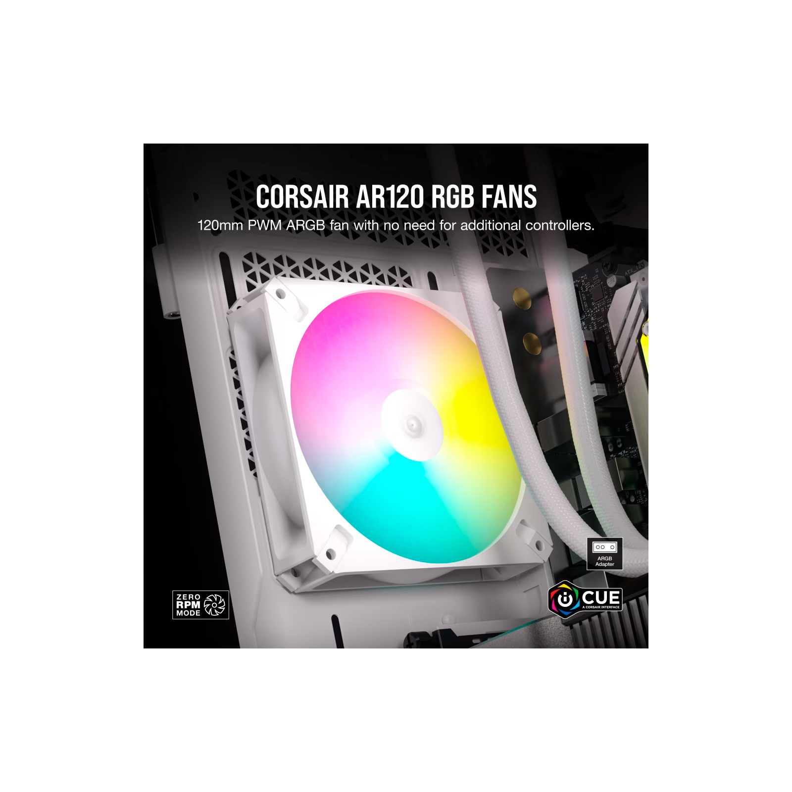 Кулер для корпуса Corsair iCUE AR120 Digital RGB 120mm PWM Fan - White (CO-9050168-WW) изображение 6