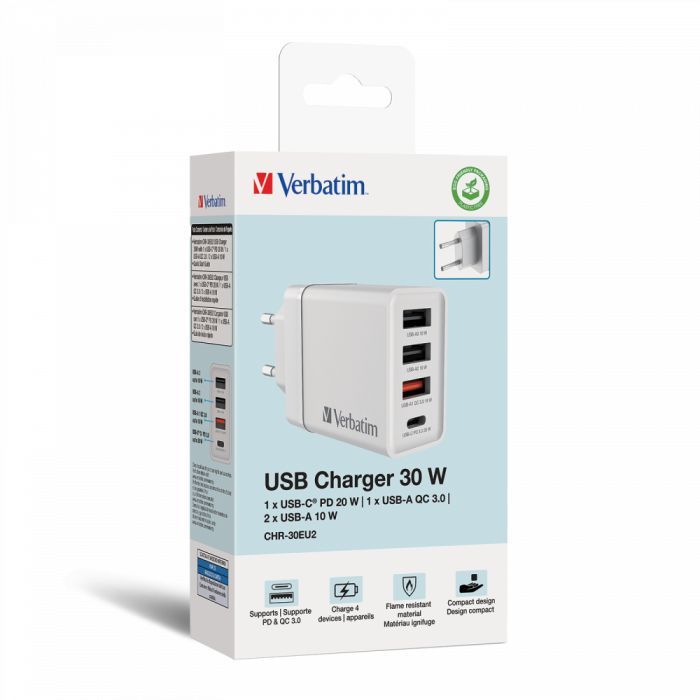 Зарядний пристрій Verbatim USB 30W PD3.0 4-ports white (49701) зображення 7