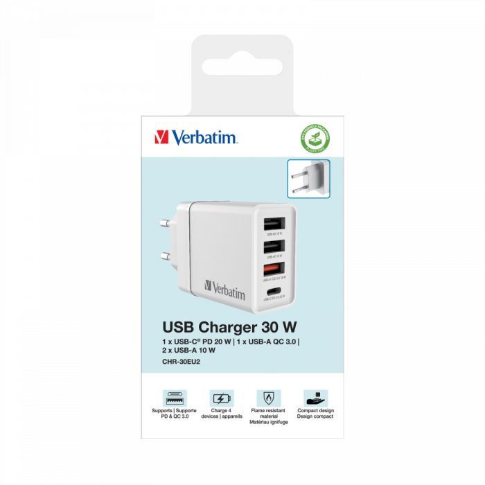 Зарядний пристрій Verbatim USB 30W PD3.0 4-ports white (49701) зображення 8