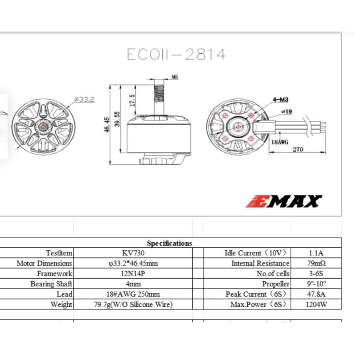 Двигун для дрона Emax ECO II 2814 730KV (0101096040) зображення 6