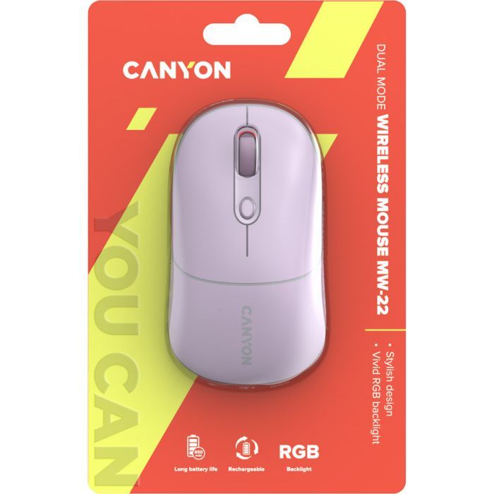 Мышка Canyon MW-22 Dual Band RGB Wireless Pearl Rose (CNS-CMSW22PR) изображение 6