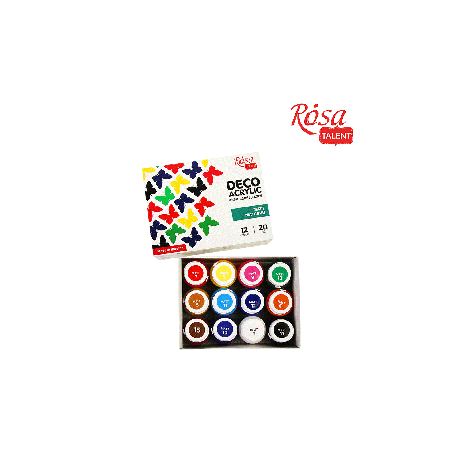 Акрилові фарби Rosa для декору матові 24 кол по 20 мл (4823098523963) зображення 4