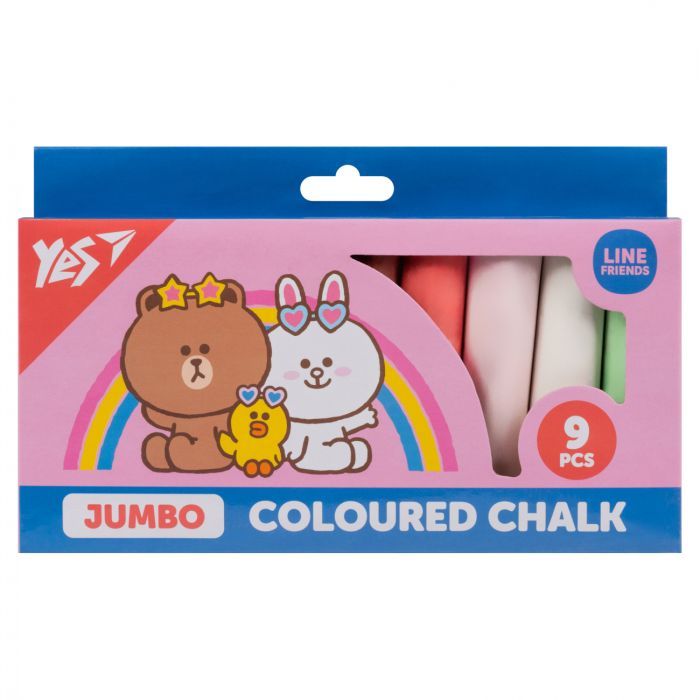 Мел Yes цветные Line Friends 9 шт JUMBO (400502)