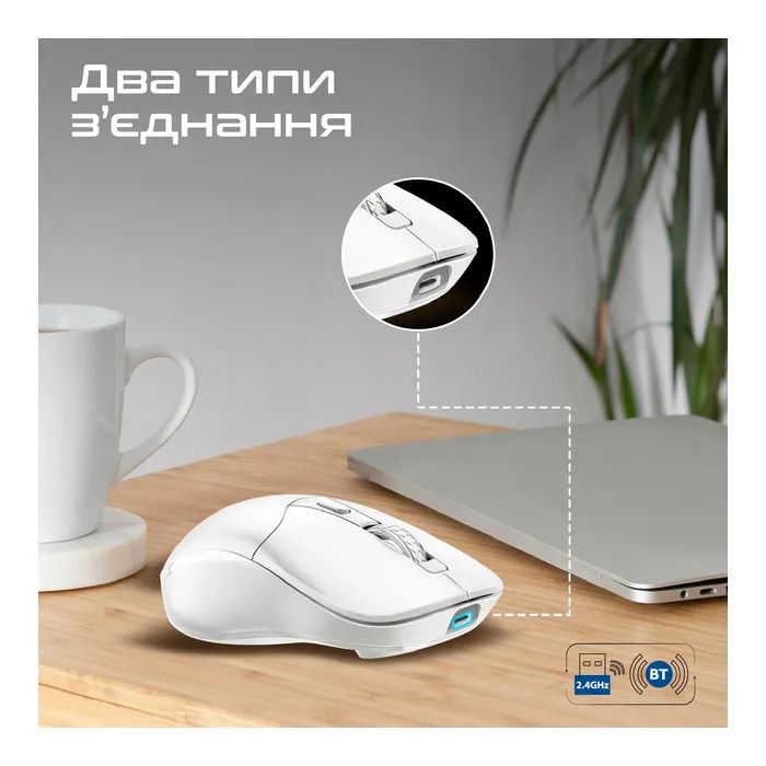 Мышка Promate Samo Wireless/Bluetooth White (samo.white) изображение 5