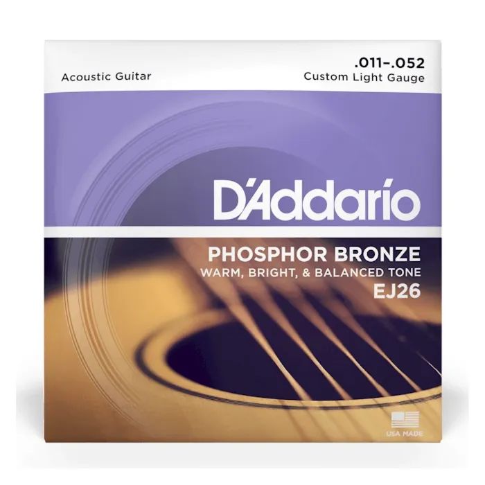 Струны для гитары D'Addario Phosphor Bronze Custom Light (11-52) (EJ26)