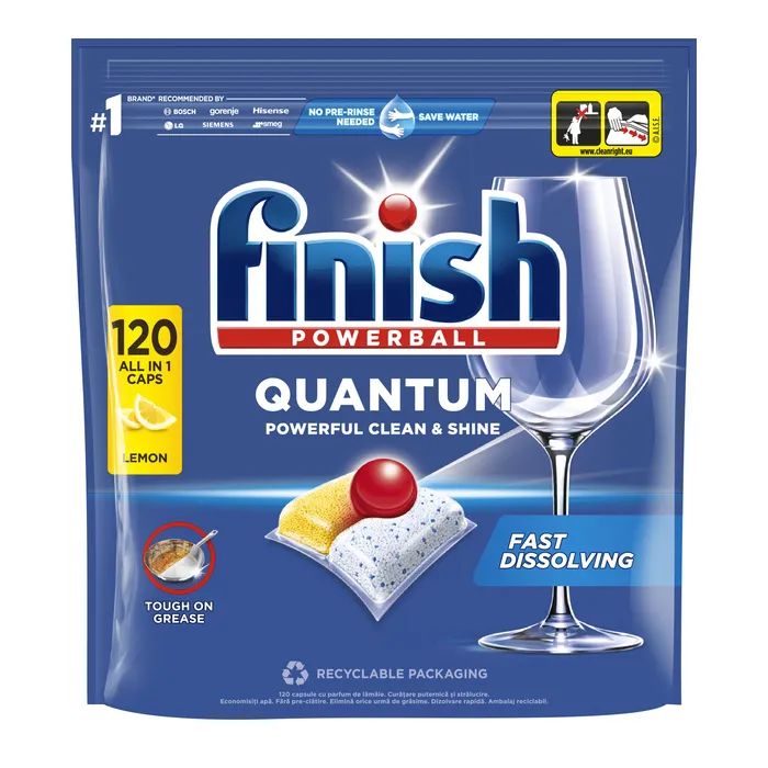 Таблетки для посудомийних машин Finish Quantum All in 1 Лимон 120 шт. (5908252009671)