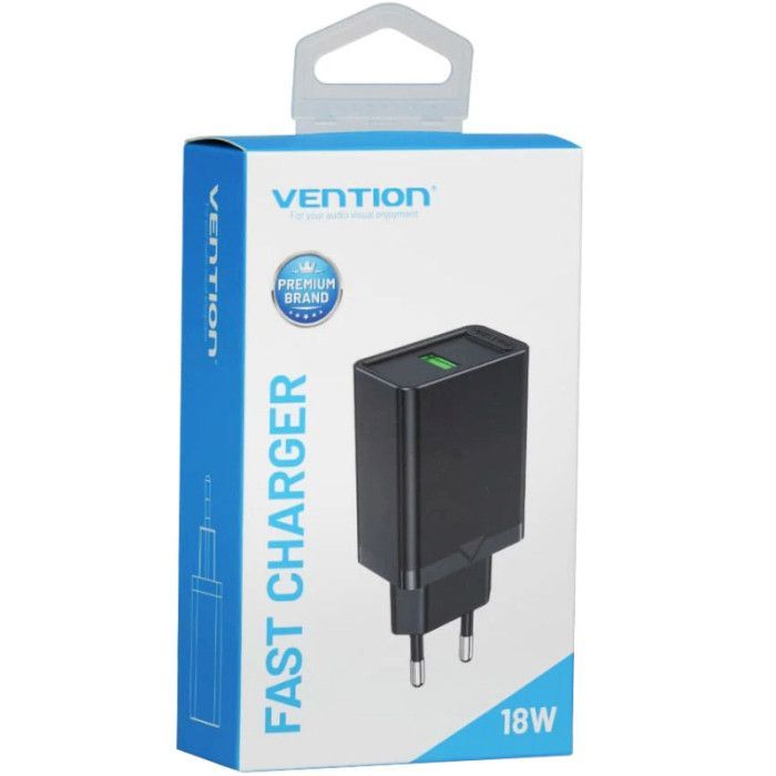 Зарядное устройство Vention 1xUSB 18W (USB-A) QC3.0 black (FABB0-EU) изображение 3