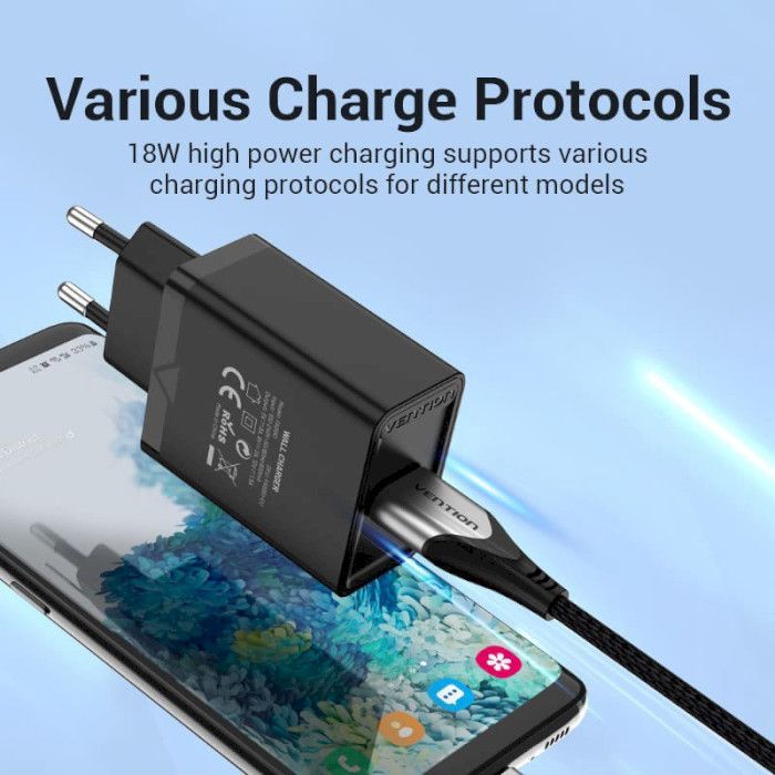 Зарядное устройство Vention 1xUSB 18W (USB-A) QC3.0 black (FABB0-EU) изображение 5
