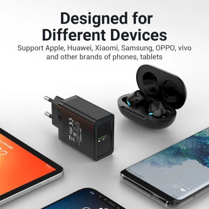 Зарядное устройство Vention 1xUSB 18W (USB-A) QC3.0 black (FABB0-EU) изображение 7